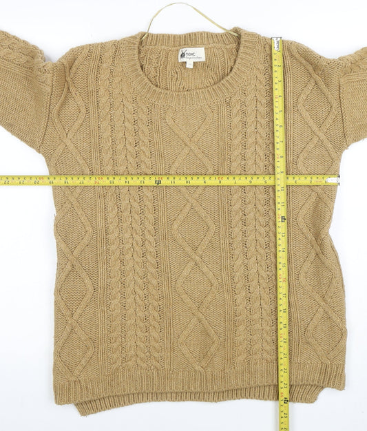 Next Women Beige Cable-Knit Wool Blend Jumper UK 12