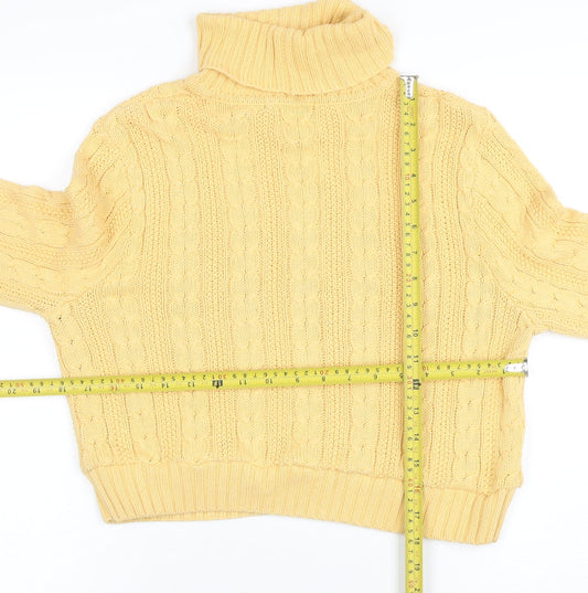 Jeanne Pierre Women’s Yellow Roll Neck Cable-Knit Jumper M