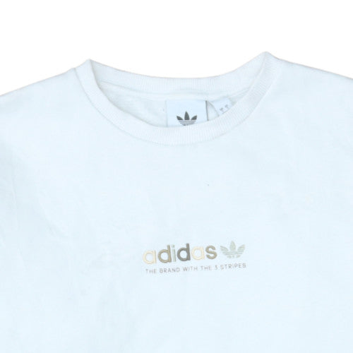 Mens UK Size M adidas White Pullover Sweatshirt