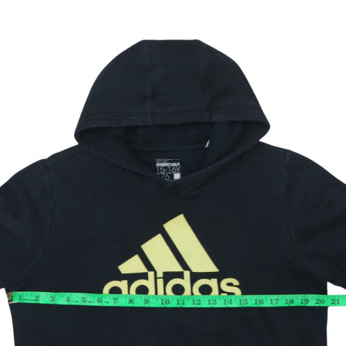 Adidas Boys Black 15-16 Years Pullover Hoodie Sport Essentials Lined Graphic Print