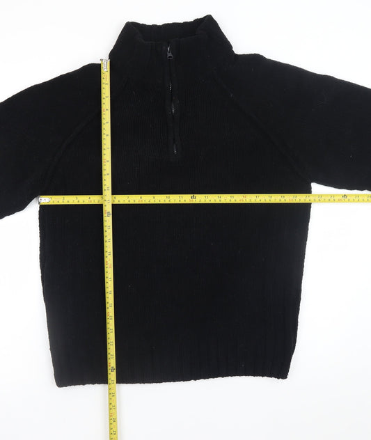 Mens UK Size L Dissident Black 1/2 Zip Sweatshirt