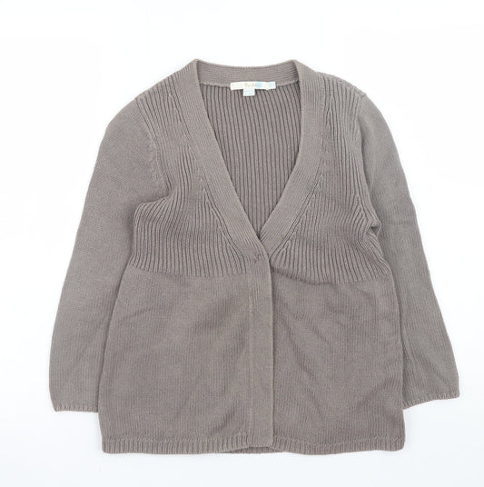 Boden Women Beige Cotton V-Neck Long Sleeve Cardigan Size 10
