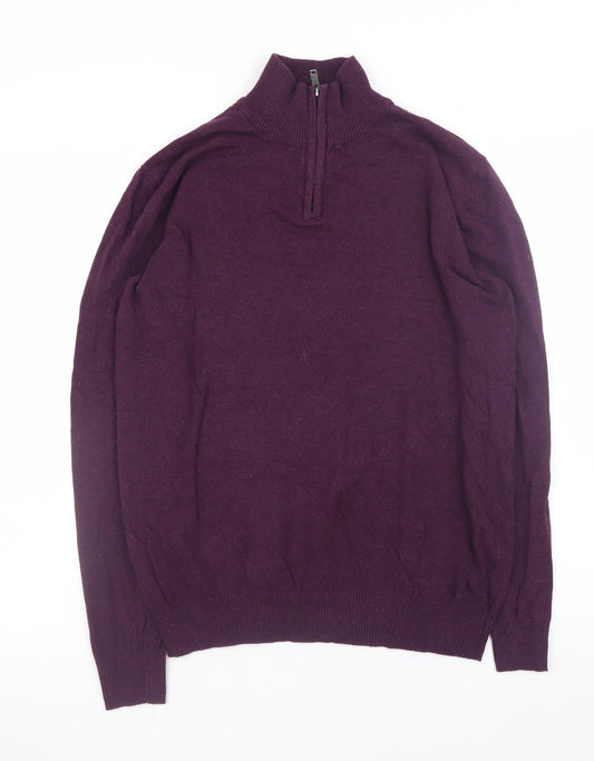 Additional front view of ACW85 Women's Purple 1/2 Zip Cotton Knit Jumper Medium