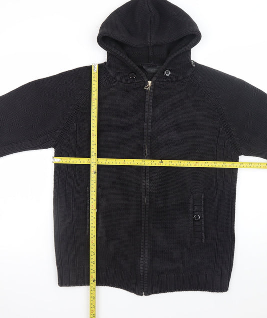 Full Circle Men's Black Cotton Hooded Full Zip Jumper Size L