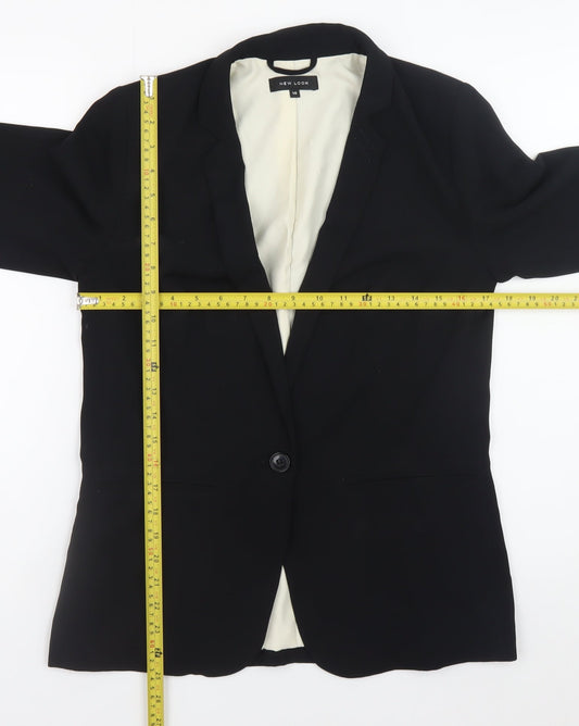 New Look Women's Black Blazer Size 10 Lined Single-Breasted Jacket