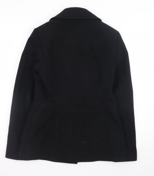 Additional front view of ESPRIT Women Black Wool Blend Pea Coat UK 10 Double Breasted Jacket