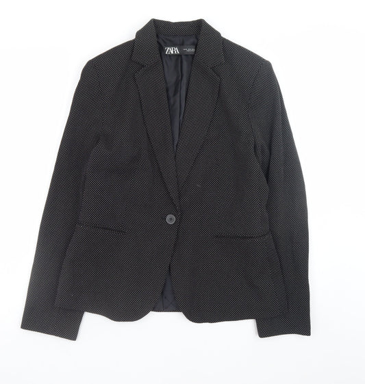 Zara Women Black Regular Fit Polyester Blazer Size 12
