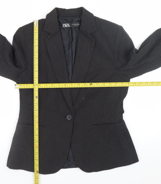Zara Women Black Regular Fit Polyester Blazer Size 12