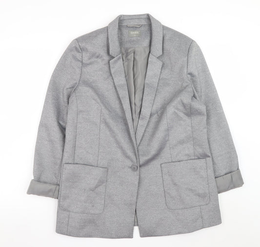 Oasis Women’s Grey Blazer Jacket UK 16 Lined Single-Breasted Workwear
