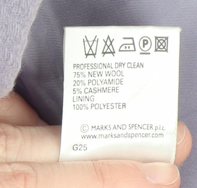 Marks and Spencer Women’s Purple Wool Blend Duffle Coat UK 16 Hooded Toggle Long