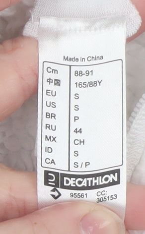 Womens UK Size S DECATHLON White Full Zip Hoodie
