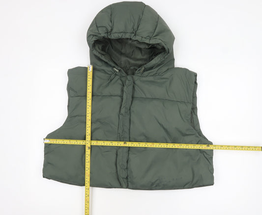 ASOS Womens Green Hooded Puffer Waistcoat Size 12 Regular Fit