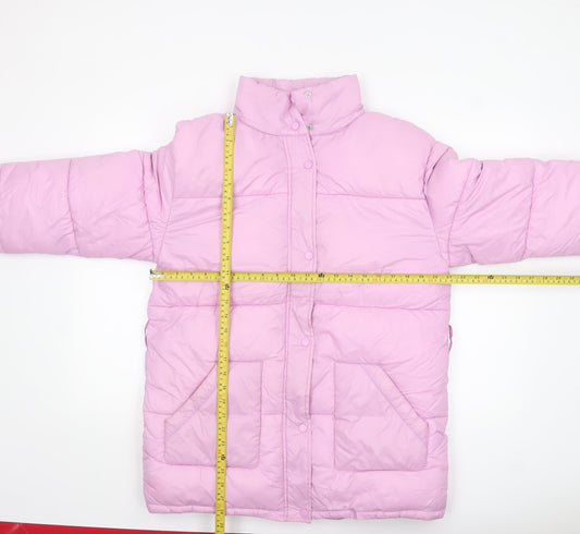 Influence Womens Pink Puffer Jacket UK 12 Winter Quilted Mid-Length Coat