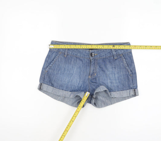 Mango Women Blue Denim Cotton Chino Shorts Size 6