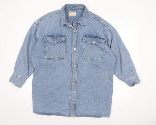 Additional front view of ASOS Women Blue Denim Relaxed Fit Jacket UK 18 Classic Casual