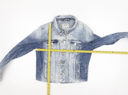 Denim Co Women's Blue Cropped Denim Jacket Size 10 Classic Style