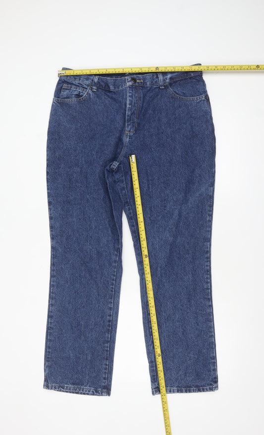 Lee Women's Blue Size 12 Relaxed Fit Straight Leg Jeans
