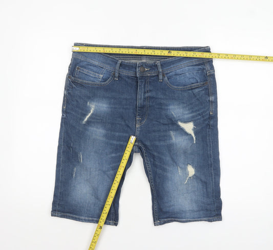 Burton Menswear Blue Denim Distressed Shorts Mens L W34 Casual