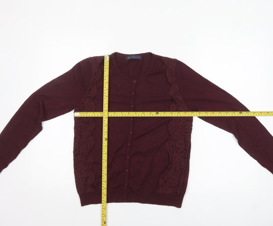 Marks and Spencer Women Purple Lace Button Cardigan Size 8