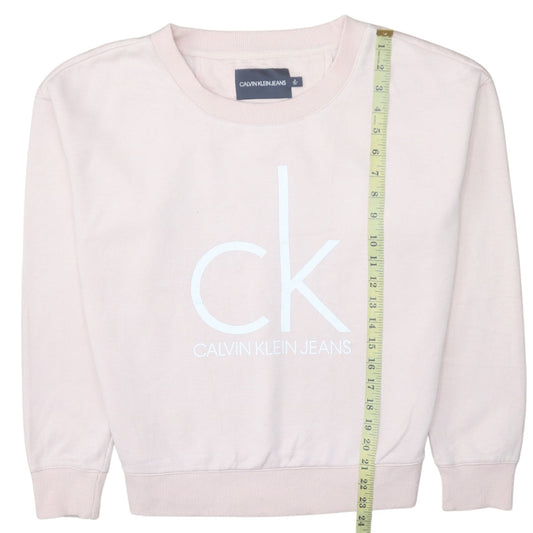 Womens UK Size M Calvin Klein Jeans Pink Pullover Sweatshirt