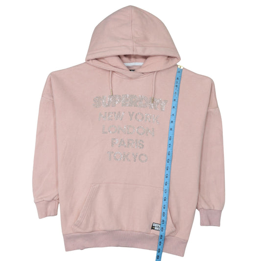 Womens UK Size S Superdry Pink Pullover Hoodie