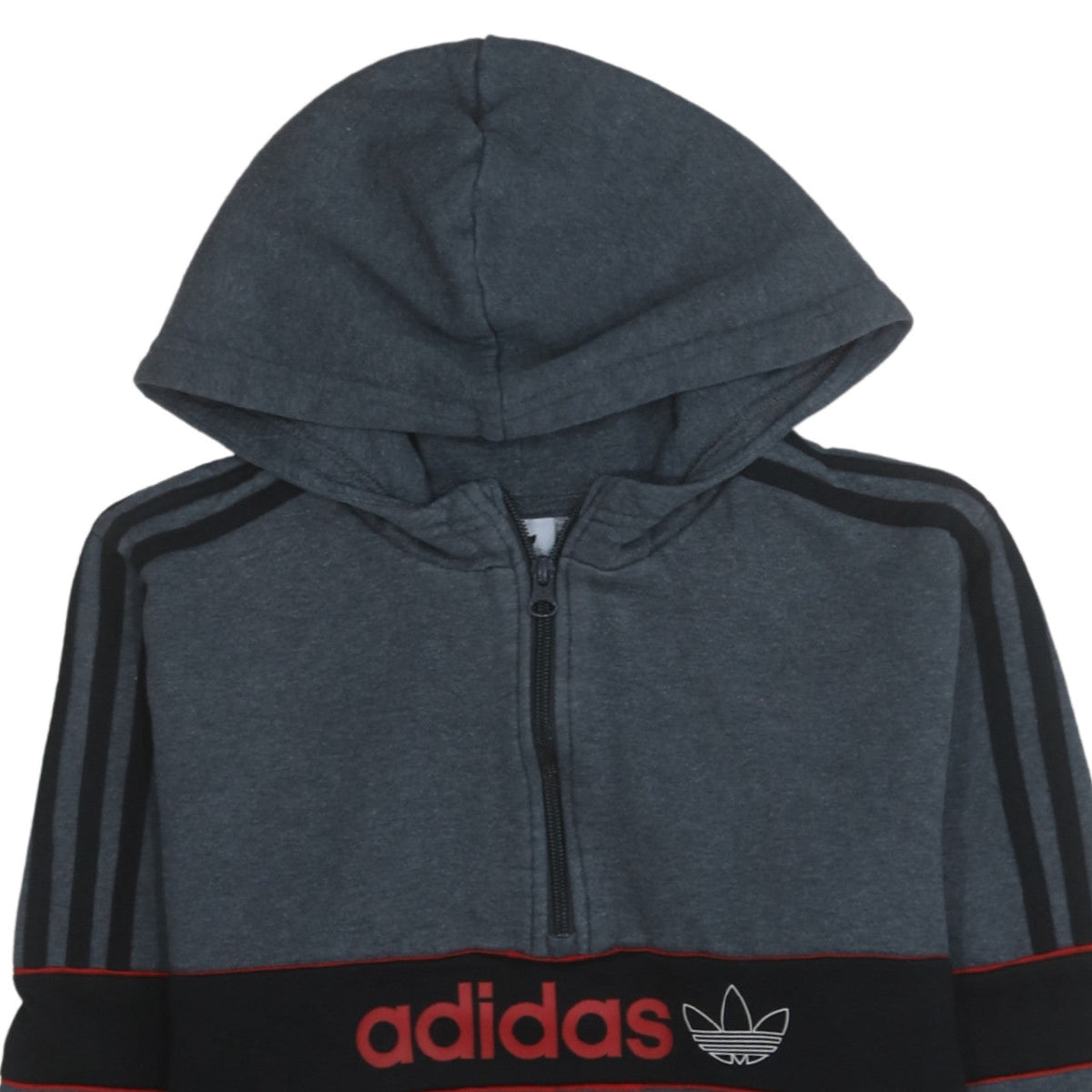 Additional view of adidas boys’ grey 1/4 zip pullover hoodie xl 15-16 years sports fleece