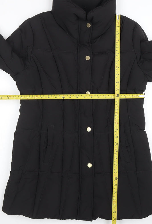 Basler Women’s Black Long Puffer Coat Size 12 Polyester Winter