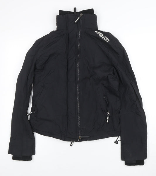 Superdry Womens Black Large Puffer Jacket Windproof Water Resistant