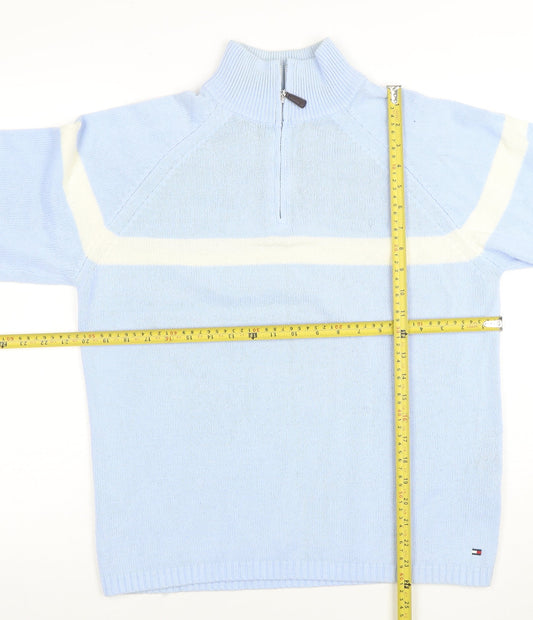 Tommy Hilfiger Men's Blue 1/2 Zip High Neck Jumper M