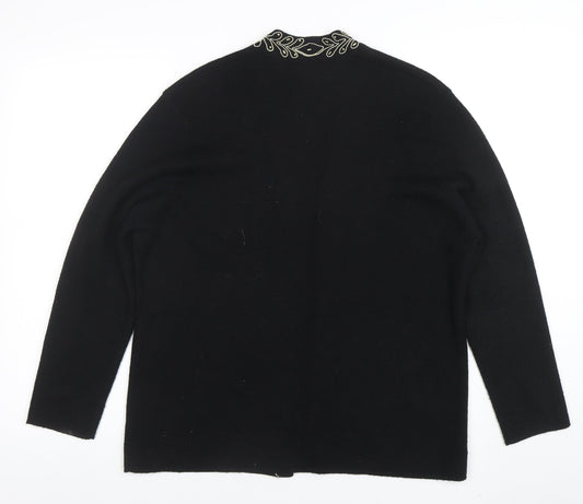 Eastex Women's Black Long Sleeve Embroidered Cardigan Size 14