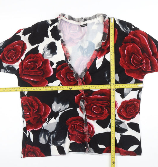 Roman Women’s Multicoloured Floral V-Neck Cardigan Size 20
