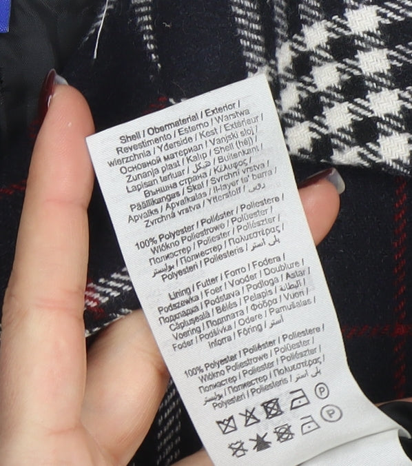 Additional view of Jack & Jones unisex black checked long overcoat l polyester