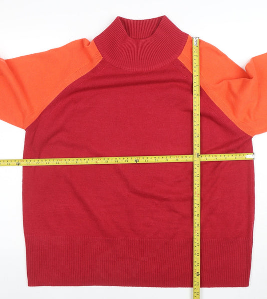 Marks and Spencer Women's Red Roll Neck Acrylic Jumper L