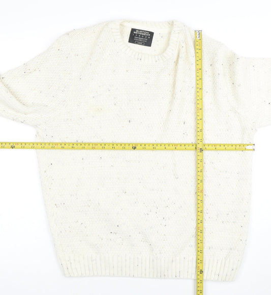 Burton Menswear London Men's Ivory Wool Blend Chunky Knit Jumper Large