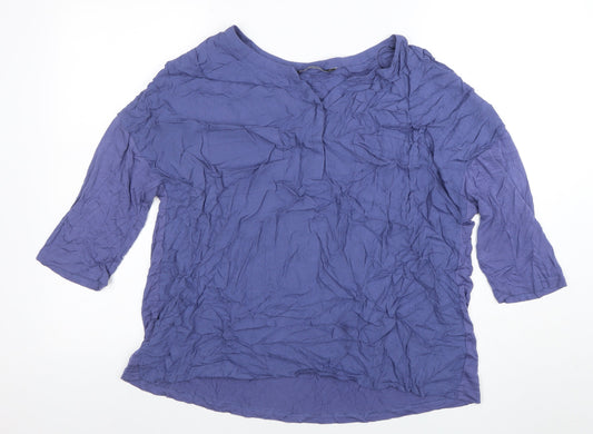Bonmarché Women's Blue Viscose 3/4 Sleeve Tunic Blouse Size 18