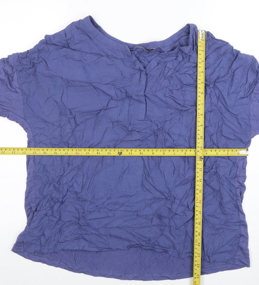 Bonmarche Women's Blue Viscose 3/4 Sleeve Tunic Blouse Size 18