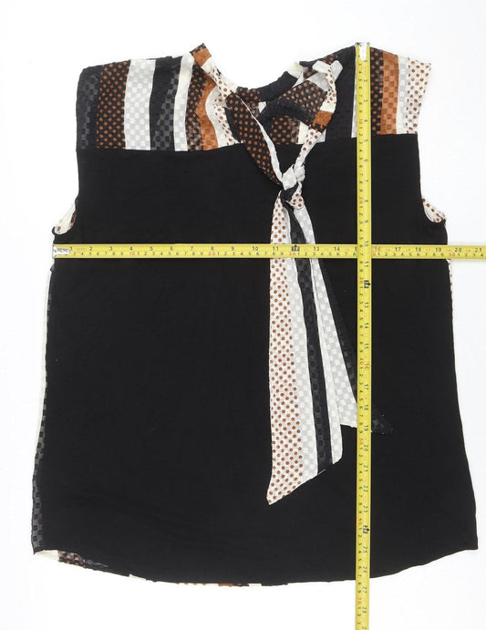 Next Women’s Black Striped Sleeveless Wrap Blouse Size 16 Plus