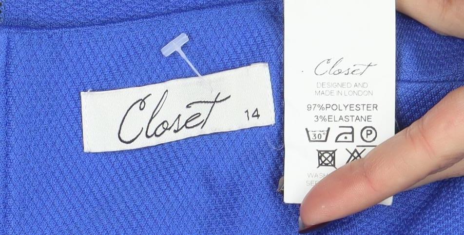 Closet Women Blue Size 14 Fit & Flare Knee Length Dress