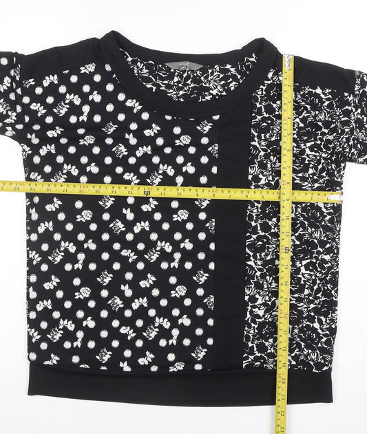 Next Women's Black Floral Polka Dot Short Sleeve T-Shirt Size 8
