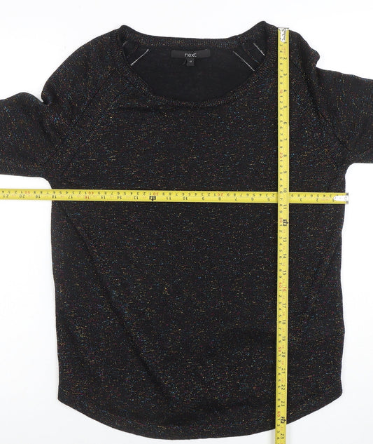 Next Women’s Black Metallic Knit Crew Neck Jumper Size 12