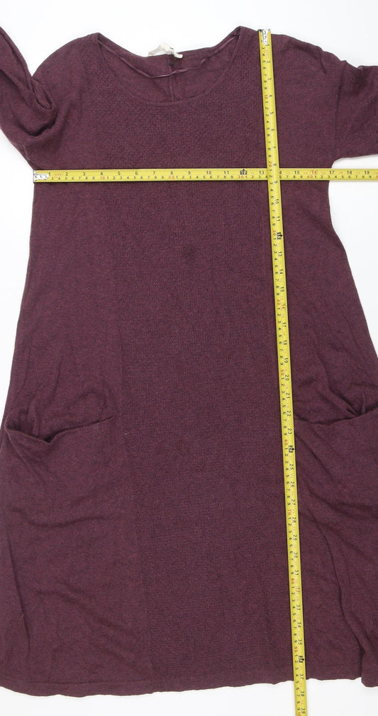 Seasalt Women Purple Size 8 A-Line Knit Cotton Wool Dress