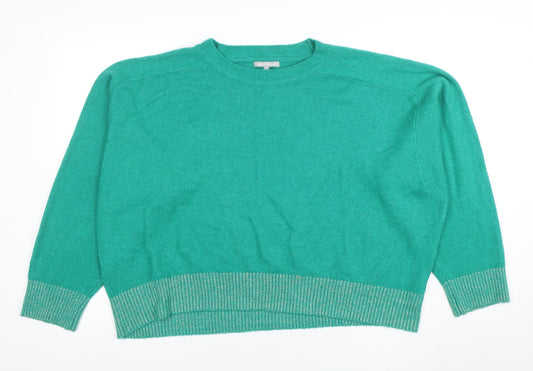 Oliver Bonas Women's Green Relaxed Fit Crew Neck Jumper Size 18