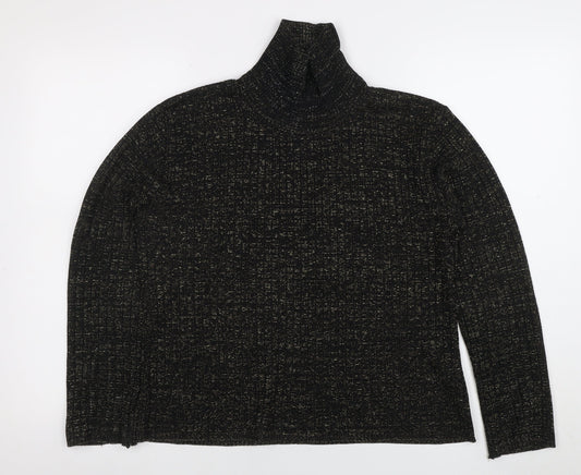 Select Women's Black Roll Neck Glitter Knit Jumper Size 16