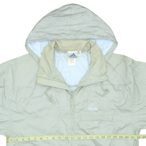 Adidas Men's Beige Windbreaker Jacket Size S Hooded Lightweight