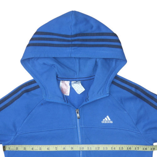 Adidas Boys Blue Full Zip Hoodie 13-14 Years Hooded Sweatshirt