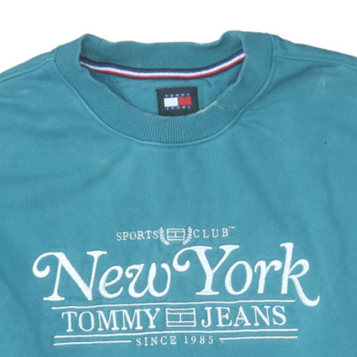 Mens UK Size M Tommy Jeans Blue Pullover Sweatshirt