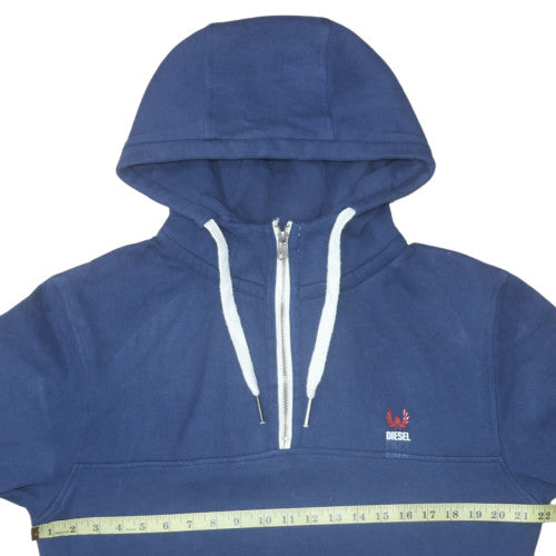 Mens UK Size XL Diesel Blue 1/2 Zip Hoodie
