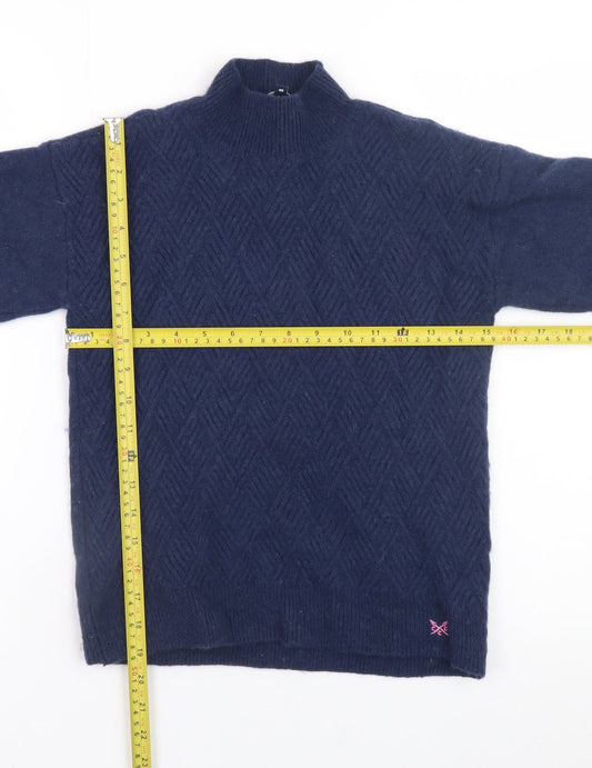 Crew Clothing Women Blue Size 8 Mock Neck Wool Blend Jumper