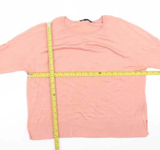 Zara Womens Pink Crew Neck Long Sleeve Pullover Jumper Size S