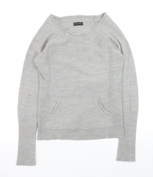 Terranova Women Grey Knit Pullover Jumper L Long Sleeve Crew Neck